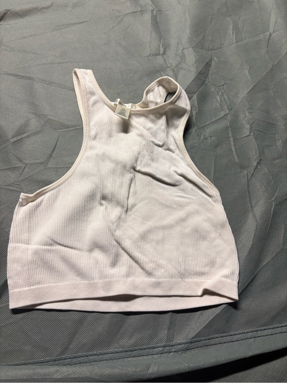Bozzolo Pale Pink Ribbed High-Neck Crop Tank